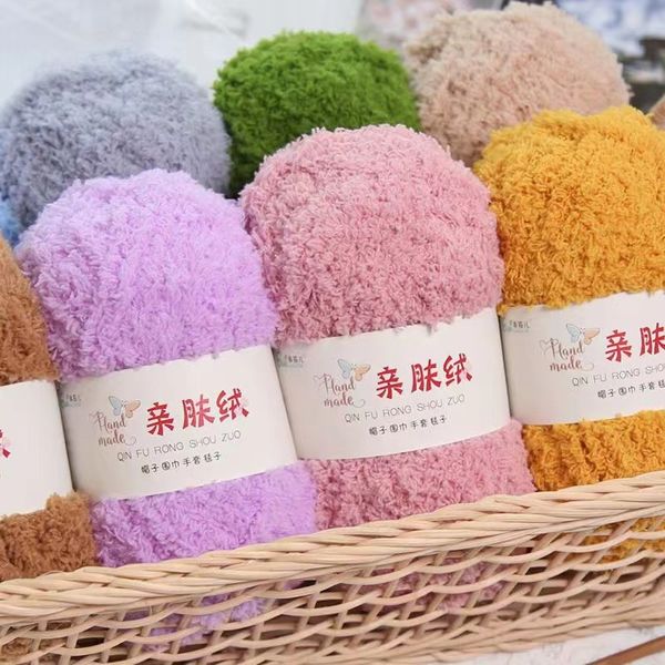 50g/top peluş kadife mercan yünlü iplik kazı sweater atkı şapka battaniye kalın çizgi ev dikiş yumuşak el örgü bebek soğuk kış için bebek