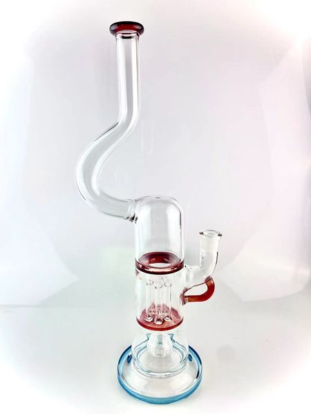 Cachimbos Americanos Vermelhos com Pilar Stardust Atômico Bong 18 polegadas 18mm Articulação Dobrada Pescoço 6 Braços de Alta Qualidade com Tigela de Chifre