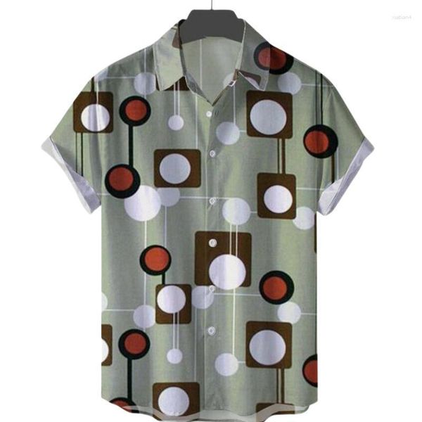 Men's Casual Shirts Summer Hawaiian Social Short Sleeve Shirt Cartoon Pictures Vacation Retro Style Vintage Clothes Fashion Pattern