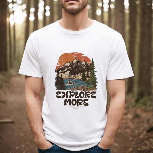 Camiseta masculina praia viagem casual camiseta estampada roupas moda desenho animado camping verão estampa top de algodão.