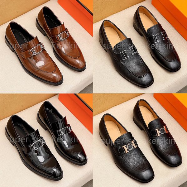 Top homens mocassins designer vestido sapatos de couro de bezerro genuíno italiano luxuoso artesanal deslizamento masculino sapatos de casamento tamanho 38-46