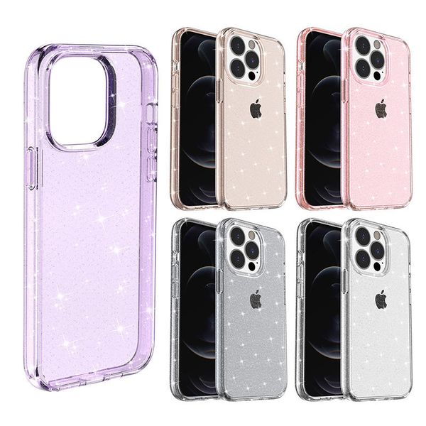 Custodia rigida Ultimate Bling Custodia ibrida TPU PC Glitter polvere antiurto Custodia trasparente per iPhone 15 14 13 12 11 Pro XR XS MAX X 8 7 6 Plus Samsung S20 S21 Plus S22 S23 Ultra