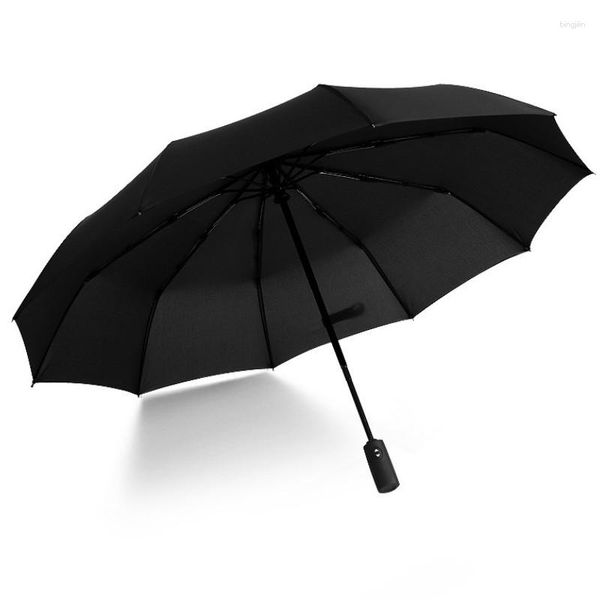 Guarda-chuvas Automático 3 Dobrável Masculino Feminino Guarda-chuva de Negócios 105cm Dual-Use Reforço Coreano À Prova de Vento Publicidade Grande