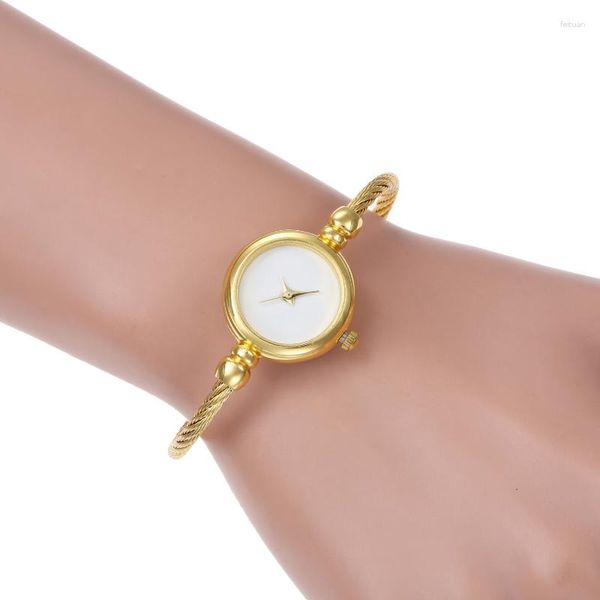 Armbanduhren Automatikuhr Damen Klein Gold Armreif Luxusuhren Edelstahl Damen Quarz Handgelenk Marke Casual