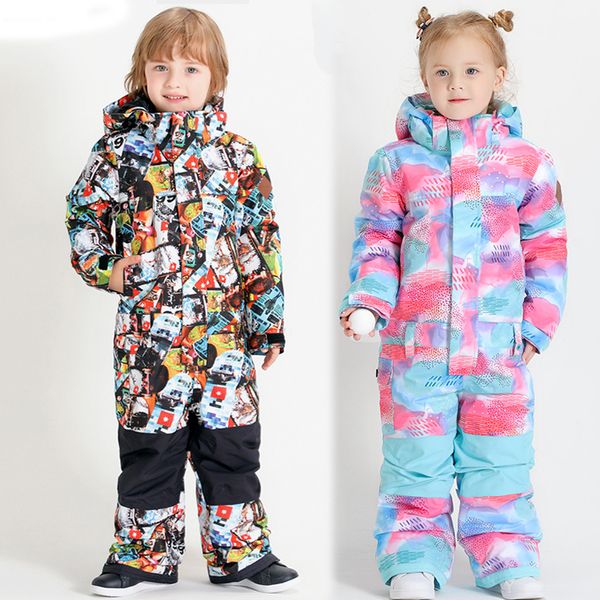 Ternos de esqui Crianças Macacão de esqui Meninas Meninos Crianças Conjunto Quente Roupas de Inverno Macacões Snowboard Jaquetas À Prova D 'Água 230828