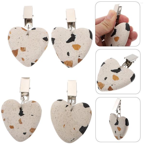 Tovaglia 4 pezzi Cuore Tovaglia Ciondolo Matrimonio Peso Marmo Pietra Festa Terrazzo Ornamento decorativo