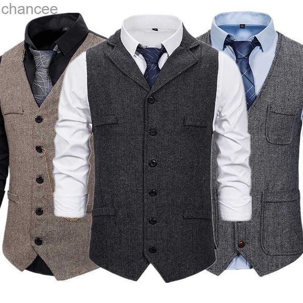 Gilet da uomo di alta qualità Gilet grigio nero kaki Gilet retrò moda festa di nozze Gilet S M L XL XXL HKD230828