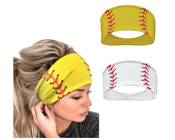 Titanium Sportzubehör, 12 Stück, gelbes Softball-Stirnband, atmungsaktiv, elastisch, mit Balldruck, Kopfwickel, Haarband, Bandana, Workout, verstellbar, schweißfest, für Mädchen und Frauen