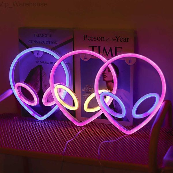 Neon Light Party LED Aliens ET Luce notturna a Led colorata rosa per la decorazione della camera da letto Insegna al neon Carta da parati Lampadina al neon di Natale HKD230825