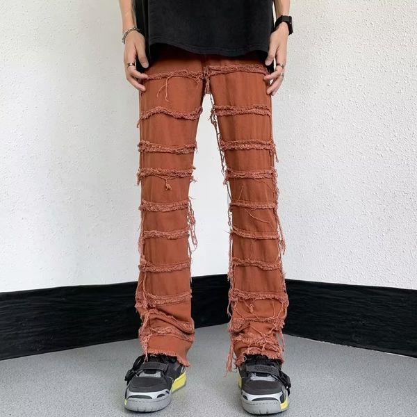 Jeans da uomo Abbigliamento Grunge Y2K Streetwear Jeans slim impilati Pantaloni svasati Uomo Nero Hip Hop Pantaloni lunghi dritti da donna Pantalon Homme 230826