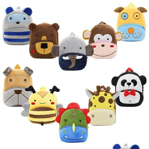 Mochilas crianças pelúcia animal dinossauro filhote de cachorro panda moneky urso elefante girafa 30 projetos zoológico 3d ombros mochila jardim de infância dhayn