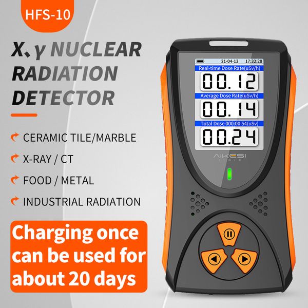 Testadores de radiação HFS-10 Contador Geiger Detector de radiação nuclear Raio X Beta Gamma Detector Contador Geiger Dosímetro Bateria de lítio 230827