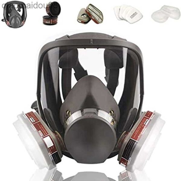 Indumenti protettivi Maschera integrale 15 in 1 riutilizzabile ampio campo visivo ampiamente utilizzato nella verniciatura e nella saldatura della lavorazione del legno Respiratore 6800 HKD230826