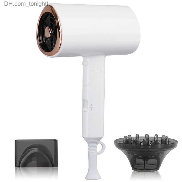 Secador de cabelo com luz azul Ventilador de íon negativo Poderoso Vento forte 1800W Secagem rápida Leve com 2 velocidades de aquecimento 1 botão legal Q230828