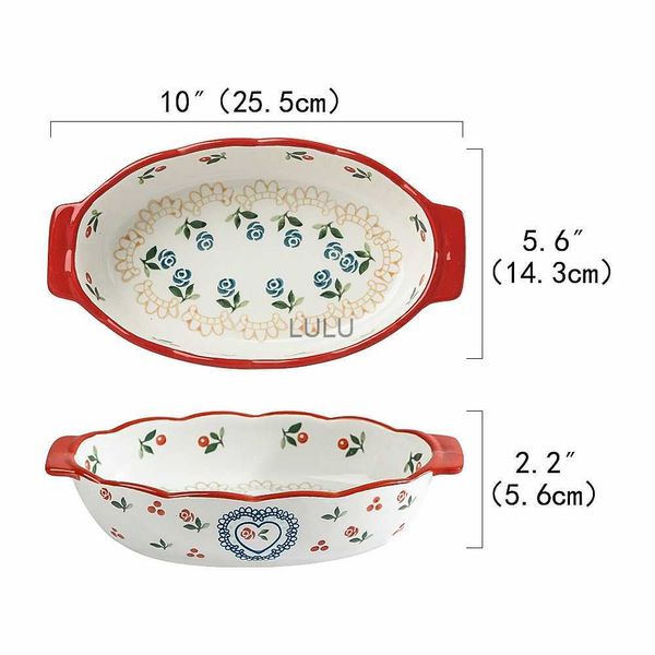 Pirofile rettangolari in ceramica con manico per forno Teglia in ceramica Casseruola per lasagne Teglia individuale HKD230828