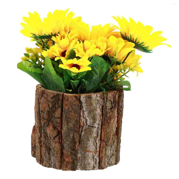 Dekorative Blumen, Sonnenblumen-Ornament, Heimdekoration, grüne Bürodekorationen, künstliche Topfpflanzen, künstlicher Bonsai aus Holz, rustikal