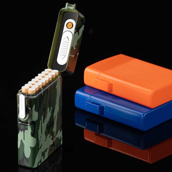 Yeni yaratıcı USB şarj edilebilir daha hafif açık hava rüzgar geçirmez su geçirmez sigara kılıfı 16 adet tungsten tel erkek hediyesi vs1q
