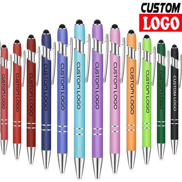 Canetas esferográficas 50pcs Metal Business Ballpoint Universal Desenho Touch Screen Stylus Pen Escola Material de Escritório Livre Nome Gravado Personalizado 230827