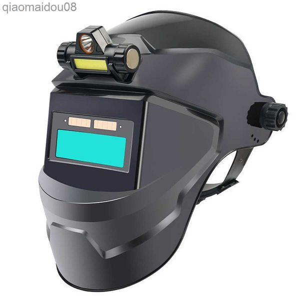 Roupas de proteção Máscaras de soldagem com escurecimento automático Visão ampla Máscara facial de soldagem com escurecimento automático de cor verdadeira para moagem, corte, capacetes de soldagem a arco HKD230826
