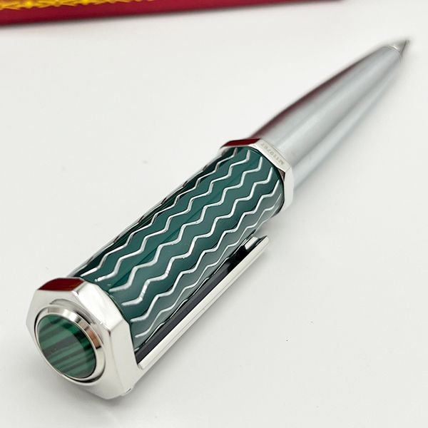 Canetas esferográficas luxo esferográfica caneta octógono padrão de onda verde de alta qualidade com caixa vermelha presente superior 230827