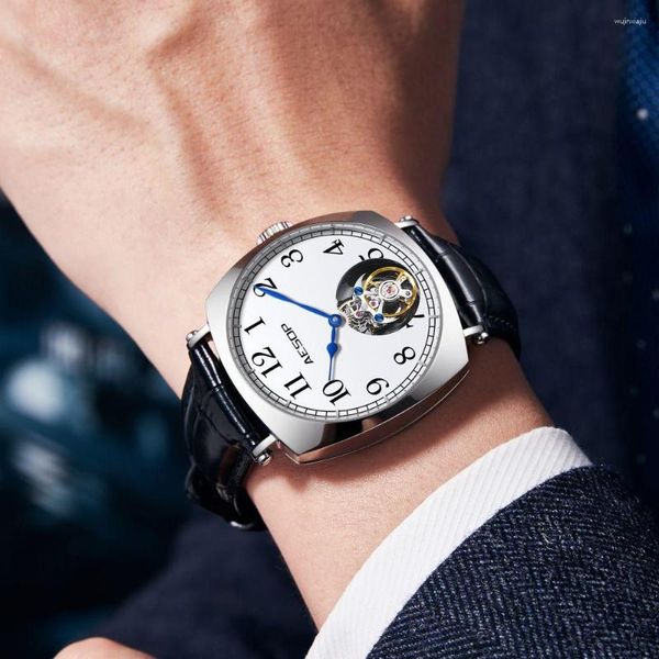 Наручительные часы Aesop Flying Tourbillon Mechanical Watch для мужчин сапфировые водонепроницаемые руководство Mens Luxury