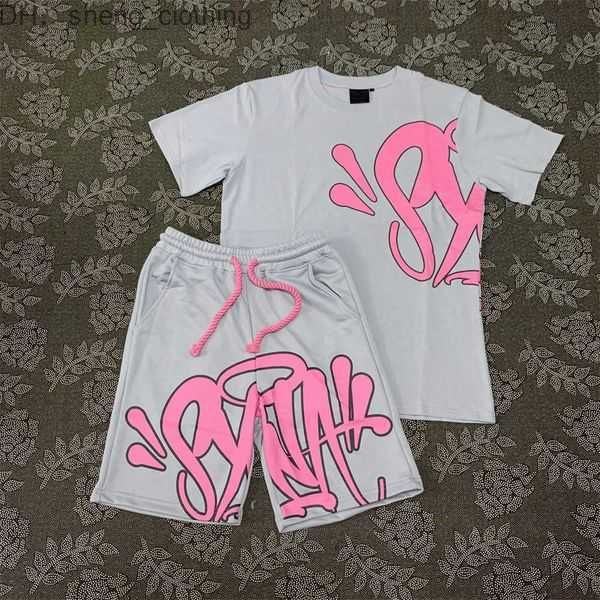 Syna T-shirt Shorts Set Uomo Donna Estate Cotone stampato Top Pantaloni Ins 2023 New American Street Tute Y2k corto meno due 4 E000