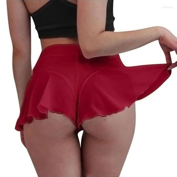 Mulheres sleepwear cintura alta calcinha para mulheres babados shorts cor sólida rendas calças saia senhora sexy bikini bottoms cuecas 2023