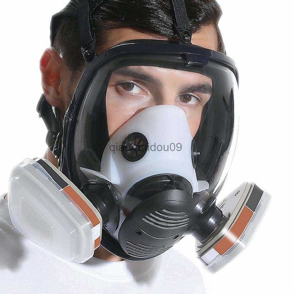 Vestuário de proteção 6800 Máscara de gás com filtros / algodão Anti-poeira Respirador facial completo para pintura em spray Soldagem química Óculos anti-neblina HKD230825