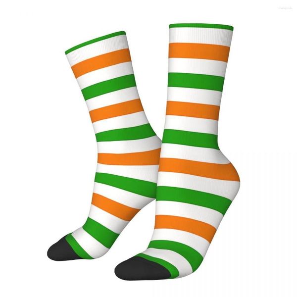 Erkek Çoraplar Retro Yeşil Turuncu ve Beyaz Leprechaun St Patricks Günü Unisex Hip Hop Sakinsiz Baskılı Komik Müret