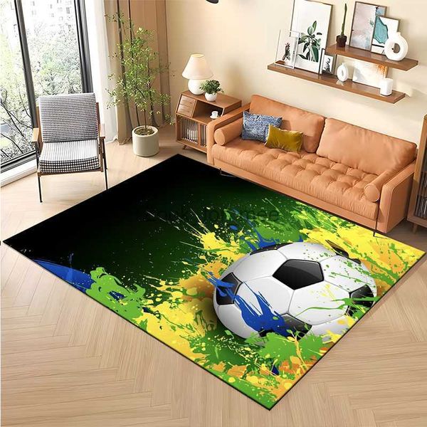 Brasilien Fußball Bereich Teppiche Teppich für Zuhause Wohnzimmer Baby Aktivitäten Schlafzimmer Sofa Fußmatte Dekoration Kinder Rutschfeste Boden Spielmatte HKD230828