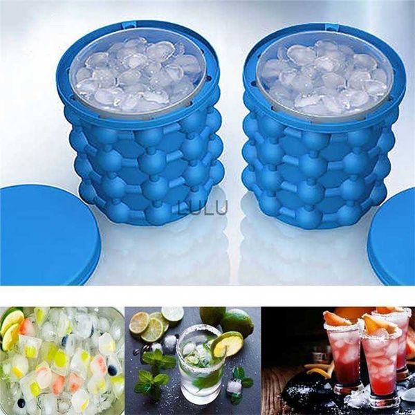 Creatore di cubetti di ghiaccio in silicone Vassoio per stampi per ghiaccio Secchio portatile rotondo Dispositivo di raffreddamento del ghiaccio per vino Armadietto per birra Utensili da cucina Bere Whiskey Freeze HKD230828