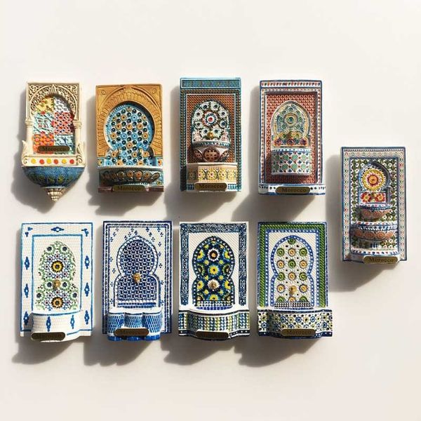 Imãs de geladeira Marrocos Magnético Frigorífico Adesivos Estilo Bacia de Parede Viagem em África Pintado Artes Decorativas e Artesanato Presentes 230828