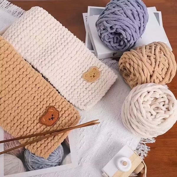 100 g/palla Ciniglia Filati per maglieria Linea di strisce di ghiaccio morbido Filati di cotone Sciarpa Cappello Cuscino Pantofole per bambole Filati all'uncinetto Filati di lana a mano fai da te