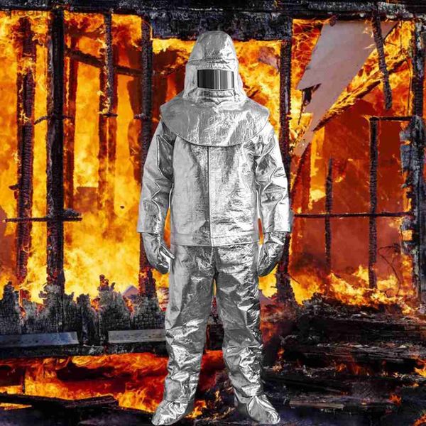 Roupa de proteção Fato de isolamento contra incêndio 1000 Celsius de alta temperatura Anti-escaldante Radiação Fato de proteção isolado à prova de fogo Bombeiro HKD230826