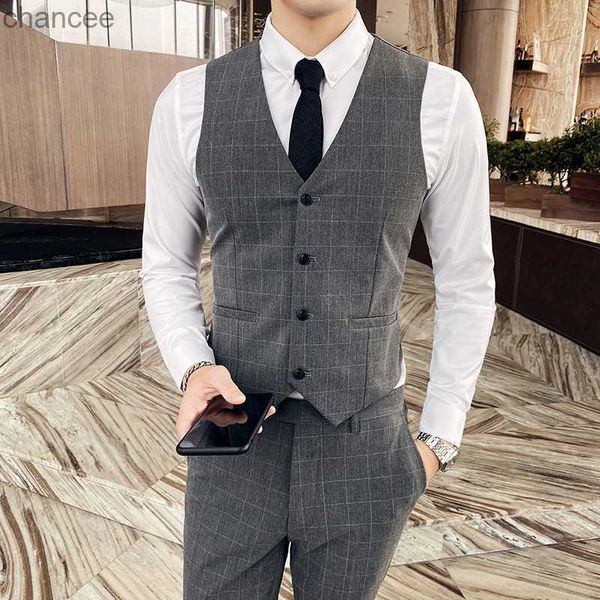 2023 neue Stil männer Hohe Qualität Reiner Baumwolle Business Anzug Weste/Männlichen Slim Fit Plaid Freizeit Anzug Weste/mann Blazer S-4XL HKD230828