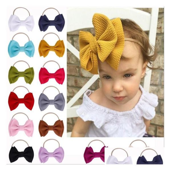 Saç Aksesuarları Naylon Kafa Bantları Kızlar Headwrap Bow Head Band Head Band Elastik Çıplak Şeker Renk Üst Knot Türban Bebek Damla Teslimat K Dhgoi