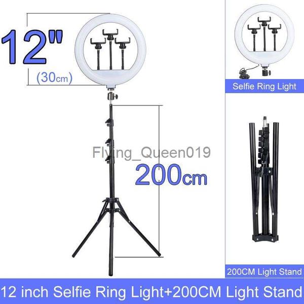 Presente de Natal 10 12 14 Polegadas Regulável LED Selfie Ring Light com suporte sem tripé 160cm Lâmpada Fotografia Ringlight Telefone HKD230828