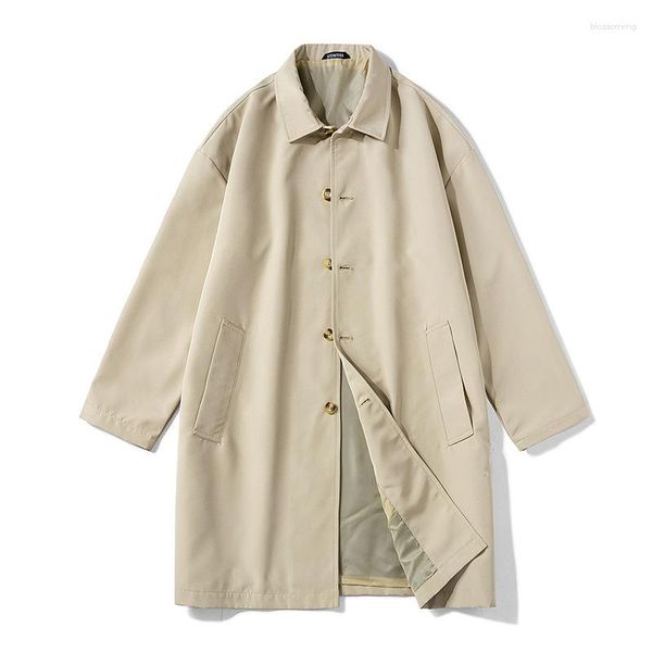 Jaquetas masculinas 2023 primavera solta moda casual blusão masculino comprimento médio coreano bonito casaco homem preto oversized trench coat homens