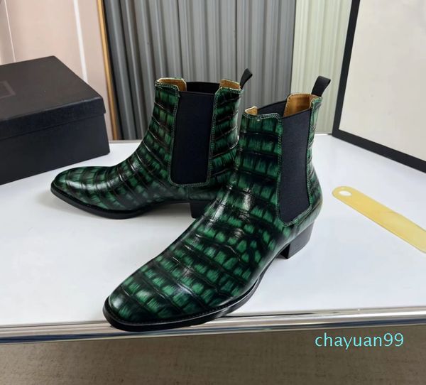 2023 eleganti stivaletti da uomo di marca scarpe corte in gomma da esterno Walking inverno stivali moda Chelsea scarpe in vera pelle slip on boot 38-45