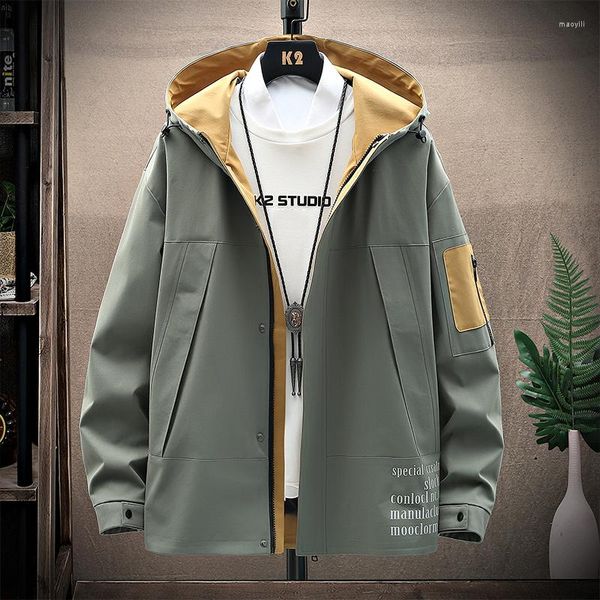 Trench da uomo 2023 Primavera Autunno Casual Solido Moda Slim Bomber da uomo Cappotto Stile Ruffian Bello Cappotto di alta qualità