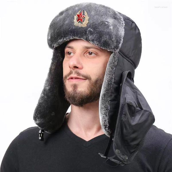 Berretti 2023 inverno distintivo militare sovietico cappello da uomo antivento impermeabile da donna protezione per le orecchie ispessita da esterno russo caldo sci