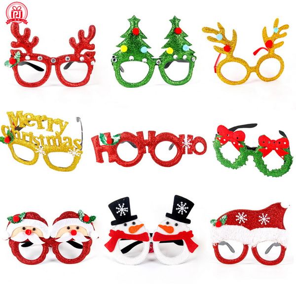 Occhiali di Natale Glitter vacanze tela da festa 2024 Accessori per decorazioni natalizie costumi occhiali feste natalizie bomboniere z0052