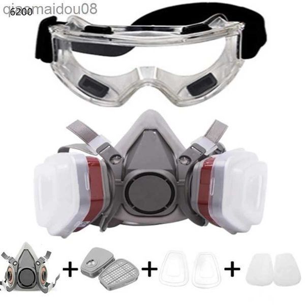 Защитная одежда Новая 7-в-1 6200 Пыль-газ Респиратор Полудневный Грузовая маска для покраски опрыскивание органического паров-химического газового фильтра.