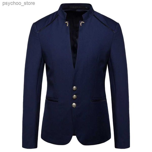 Sinicismo roupas de marca primavera homens moda tendência pequeno terno / masculino fino ajuste negócio túnica chinesa terno / homem blazers jaquetas S-4XL Q230828