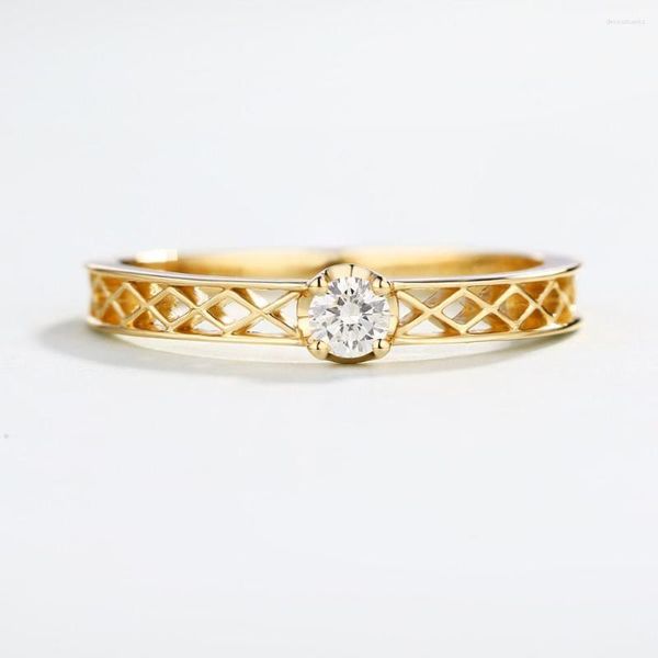 Кластерные кольца простой золотой цвет одно бриллиантовое кольцо римское стиль Попаден прекрасная мода романтические ювелирные ювелирные изделия Оптовые