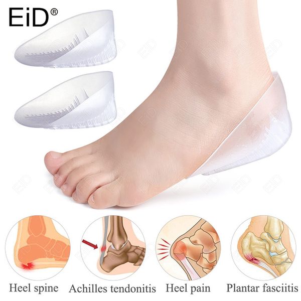 Peças de calçados Acessórios EiD Palmilhas de gel de silicone macio para esporas de calcanhar Suporte para dor Almofada para pés Massageador de pés Cuidados com palmilha de meio calcanhar Aumento de altura 230828