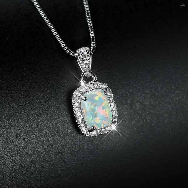 Подвесные ожерелья женский роскошный белый розовый пурпурные подвески Fashion Blue Fire Opal для женщин винтажное свадебное ожерелье украшения