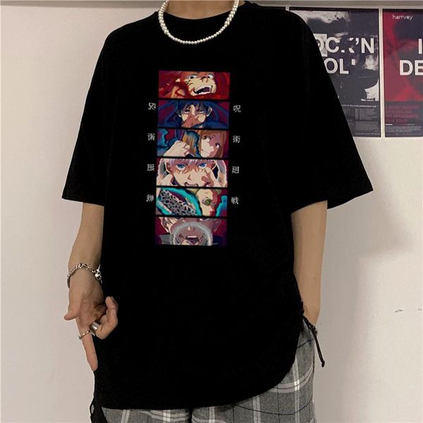 Erkekler tişörtleri harajuku jujutsu kaisen gözler anime baskılı tişört erkekler kadın grafik giysileri unisex üstler serin kısa kollu tees hip hop gömleği