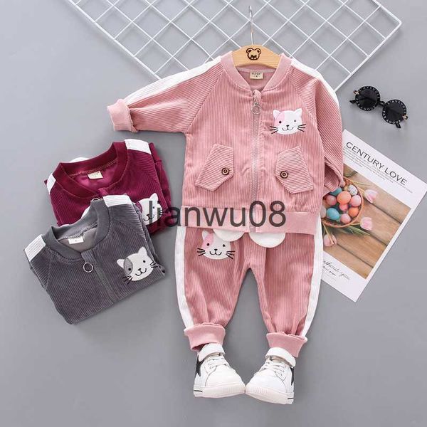 Kleidungssets Baby Mädchen Kleidung Kleinkind Set Herbst Winter Säugling Kinder Reißverschluss Jacke und Jogginghose Cartoons Weihnachten Outfit Anzug x0828