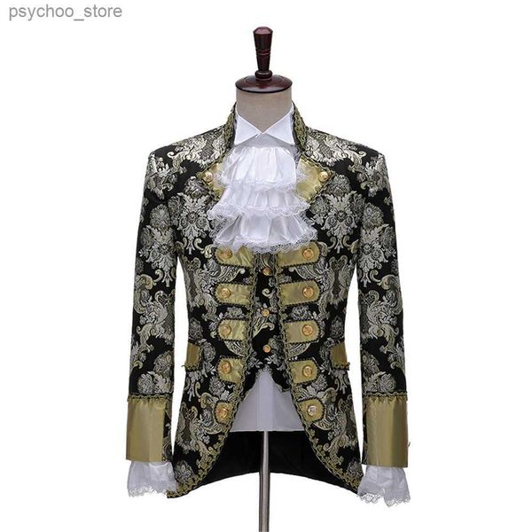 Men Gold and Black Come European Jacket Bants и жилевой сцену выступление Prince очаровательное костюм Q230828